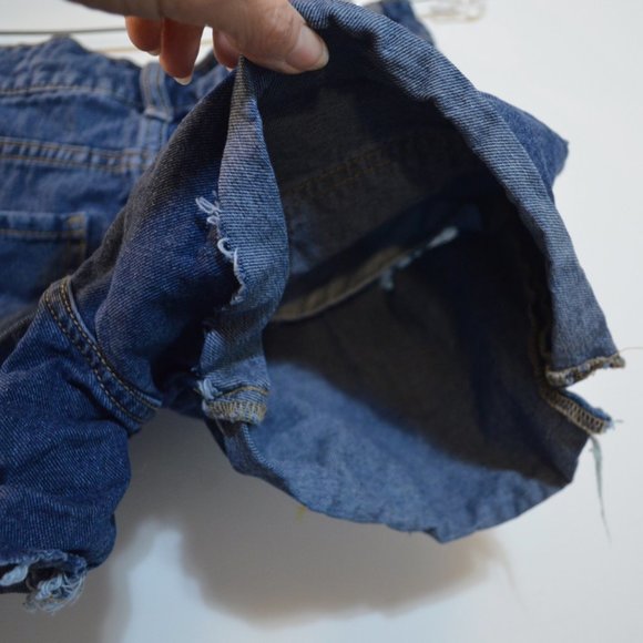 NO BO (No Boundaries) Blue Jean Ripped Frayed Cotton Mini Shorts 7 - Picture 7 of 7